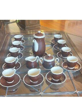 Vintage Erphila Espresso / Tea Set Coffeepot Lidded Sugar Bowl Creamer Cups Sauc